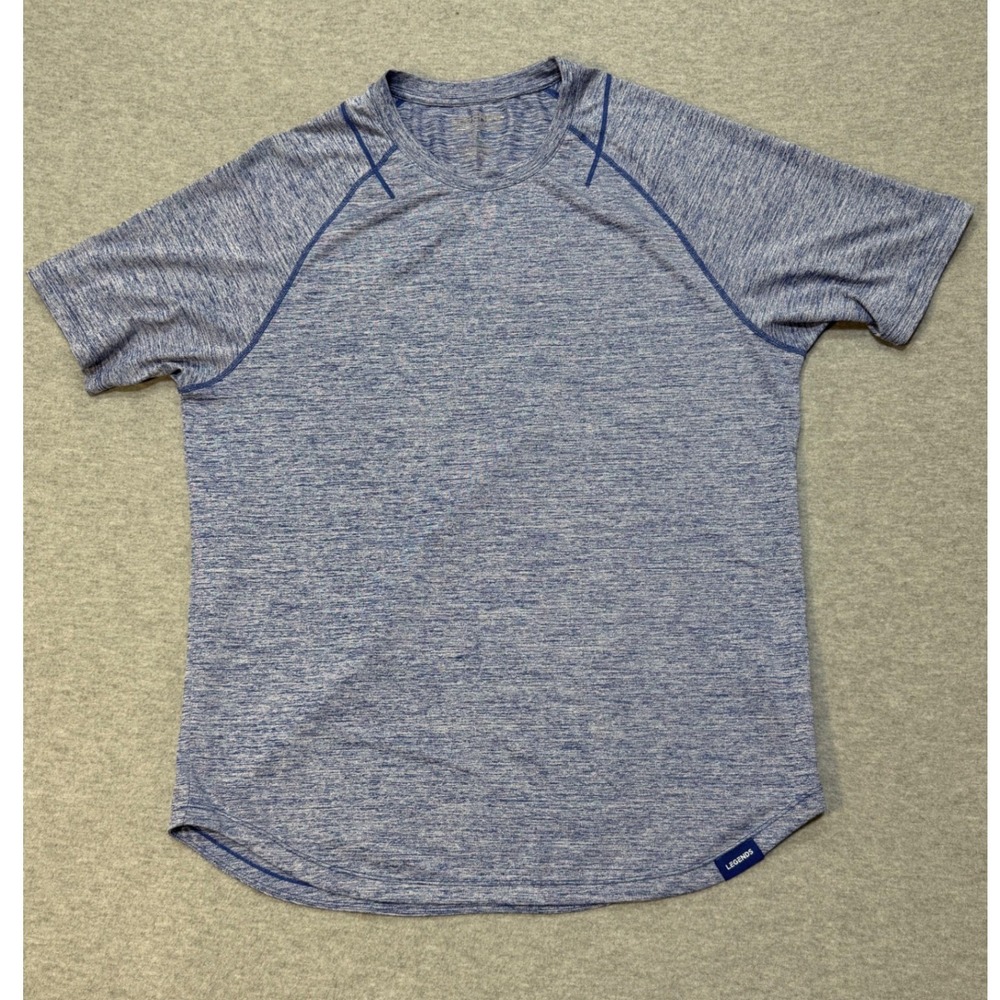 Legends Mens XL Blue Heather Enzo Short Sleeve Performance T-Shirt Curved Hem